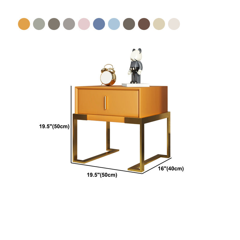 Midden-eeuwse moderne lederen nachttafel 1-lading 20 "lang nachtkastje met benen