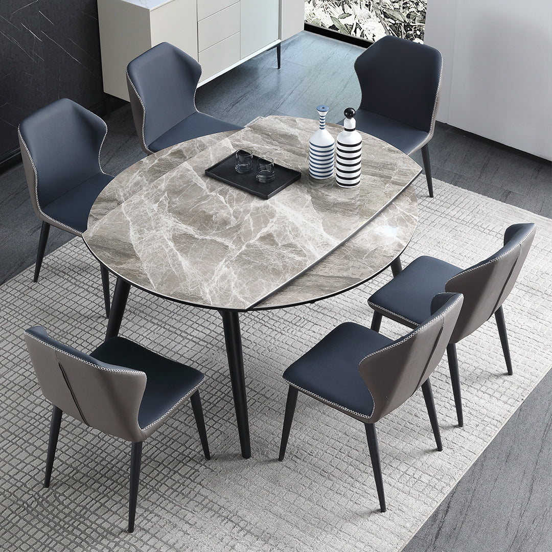 Modern Gray Sintered Stone Dining Table Set 1/4/5/7 Pieces Dining Set for Home Use 7 Pieces: Table, 6 Chairs Clearhalo 'Dining Room Sets' 'Dining Tables & Seating' 'dining_room_set' 'furn' 'furn_dining_room_set' 'Furniture' 'Kitchen & Dining Furniture' 5499921