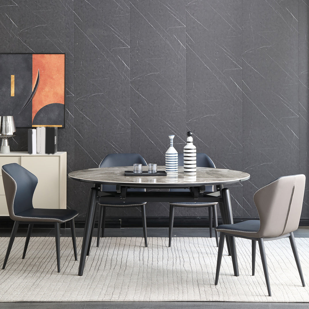 Modern Gray Sintered Stone Dining Table Set 1/4/5/7 Pieces Dining Set for Home Use 5 Pieces: Table, 4 Chairs Clearhalo 'Dining Room Sets' 'Dining Tables & Seating' 'dining_room_set' 'furn' 'furn_dining_room_set' 'Furniture' 'Kitchen & Dining Furniture' 5499923