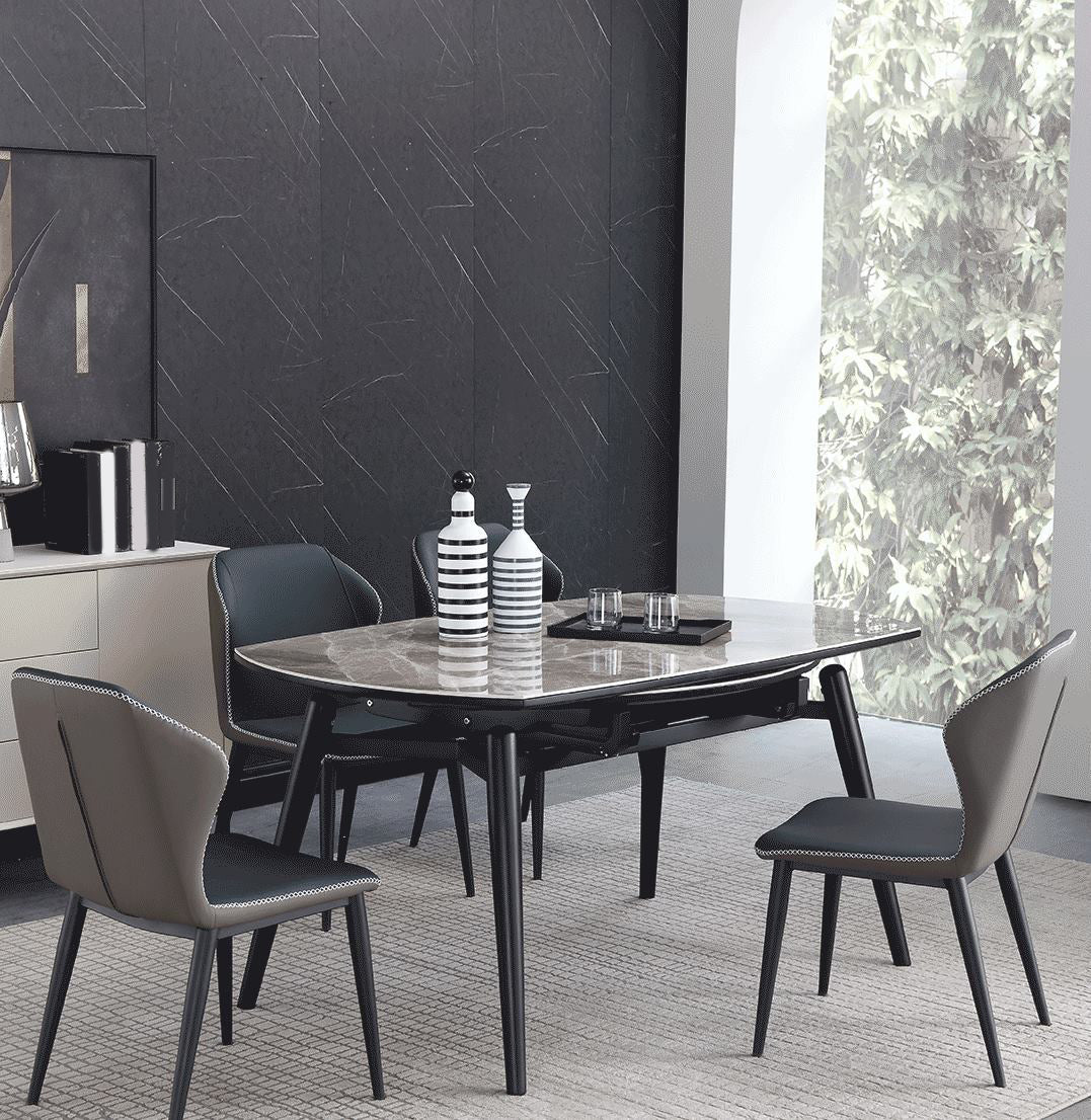 Modern Gray Sintered Stone Dining Table Set 1/4/5/7 Pieces Dining Set for Home Use Clearhalo 'Dining Room Sets' 'Dining Tables & Seating' 'dining_room_set' 'furn' 'furn_dining_room_set' 'Furniture' 'Kitchen & Dining Furniture' 5499925