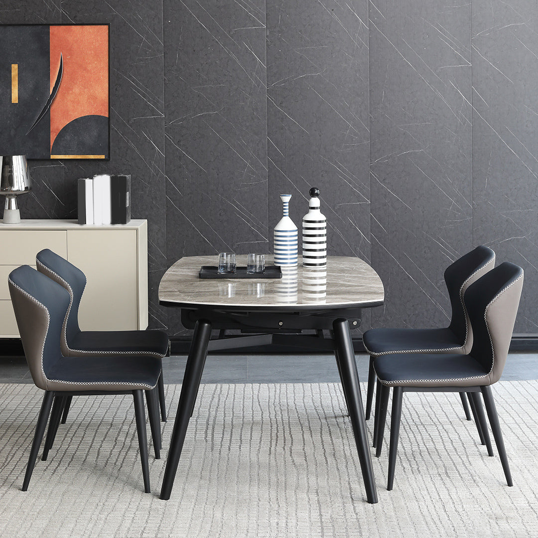 Modern Gray Sintered Stone Dining Table Set 1/4/5/7 Pieces Dining Set for Home Use Clearhalo 'Dining Room Sets' 'Dining Tables & Seating' 'dining_room_set' 'furn' 'furn_dining_room_set' 'Furniture' 'Kitchen & Dining Furniture' 5499931