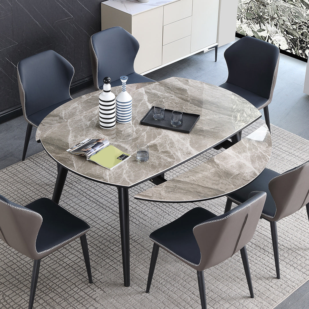 Modern Gray Sintered Stone Dining Table Set 1/4/5/7 Pieces Dining Set for Home Use Clearhalo 'Dining Room Sets' 'Dining Tables & Seating' 'dining_room_set' 'furn' 'furn_dining_room_set' 'Furniture' 'Kitchen & Dining Furniture' 5499933