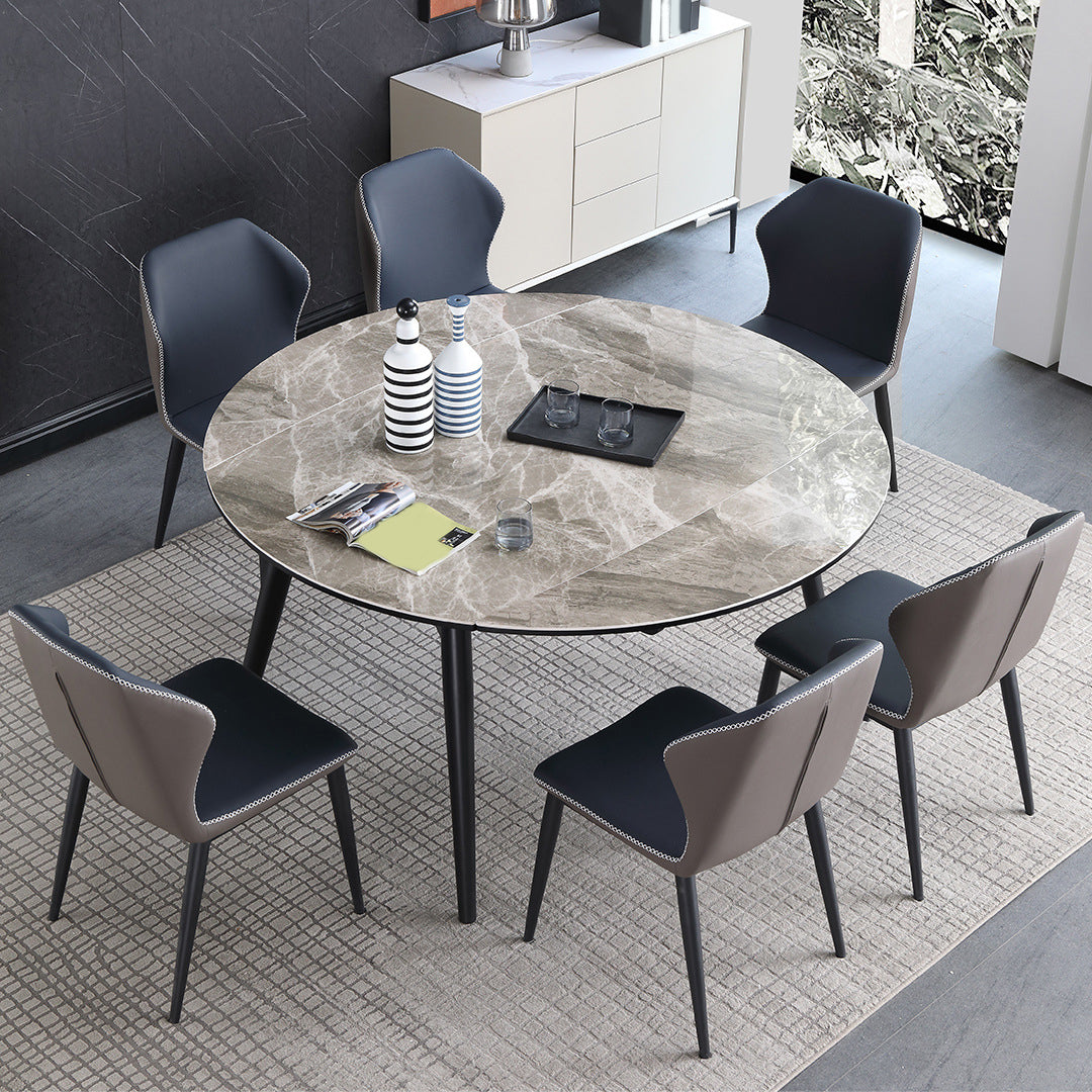 Modern Gray Sintered Stone Dining Table Set 1/4/5/7 Pieces Dining Set for Home Use Clearhalo 'Dining Room Sets' 'Dining Tables & Seating' 'dining_room_set' 'furn' 'furn_dining_room_set' 'Furniture' 'Kitchen & Dining Furniture' 5499935