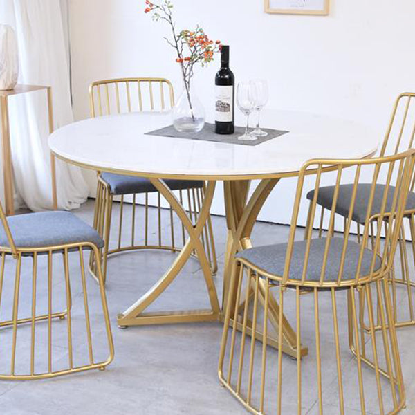 Table à manger de luxe traditionnelle Table ronde en marbre artificiel pour la maison