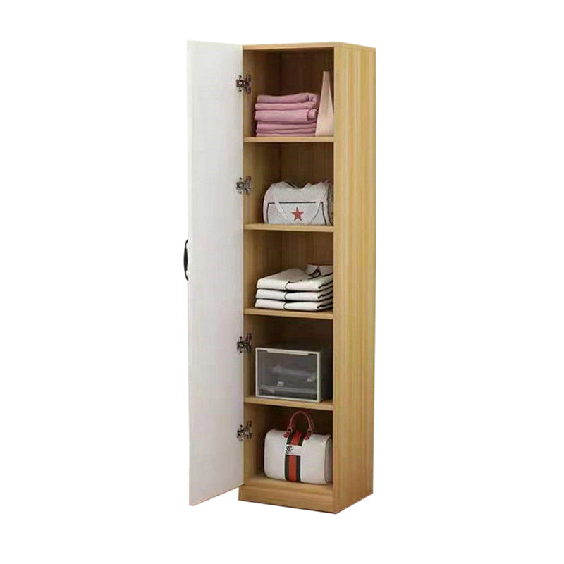 Hinged Wardrobe Closet Non-Hanging Wardrobe Armoire for Bedroom 16"L x 16"W x 67"H Natural Wood White Drawer Not Included Clearhalo 'Armoires & Wardrobes' 'armoires_wardrobes' 'Bedroom Furniture' 'furn' 'furn_armoires_wardrobes' 'Furniture' 5500067