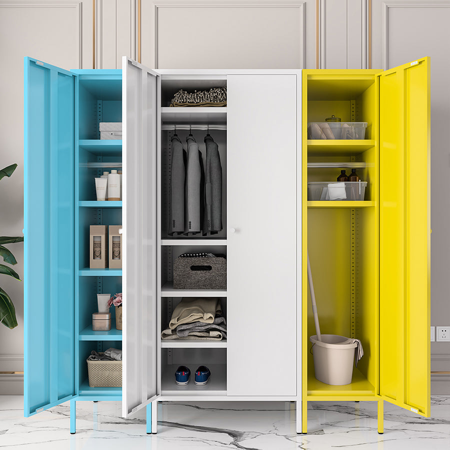 Metallic Finish Cabinet with Legs Contemporary Metal Wardrobe for Home Clearhalo 'Armoires & Wardrobes' 'armoires_wardrobes' 'Bedroom Furniture' 'furn' 'furn_armoires_wardrobes' 'Furniture' 5500255