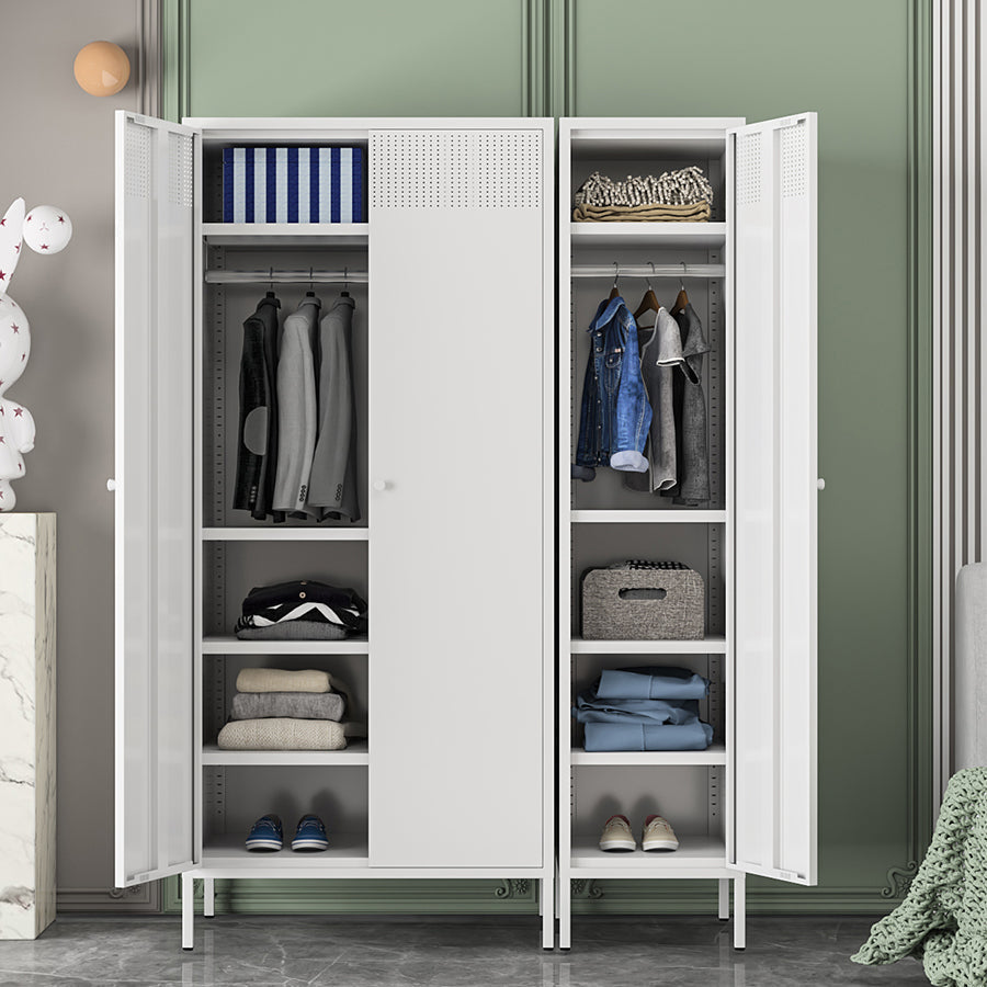 Metallic Finish Cabinet with Legs Contemporary Metal Wardrobe for Home Clearhalo 'Armoires & Wardrobes' 'armoires_wardrobes' 'Bedroom Furniture' 'furn' 'furn_armoires_wardrobes' 'Furniture' 5500261