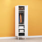 Metallic Finish Cabinet with Legs Contemporary Metal Wardrobe for Home 15"L x 20"W x 71"H White Clearhalo 'Armoires & Wardrobes' 'armoires_wardrobes' 'Bedroom Furniture' 'furn' 'furn_armoires_wardrobes' 'Furniture' 5500263