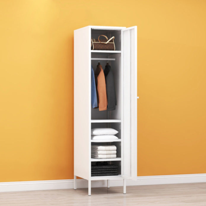 Metallic Finish Cabinet with Legs Contemporary Metal Wardrobe for Home 15"L x 20"W x 71"H White Clearhalo 'Armoires & Wardrobes' 'armoires_wardrobes' 'Bedroom Furniture' 'furn' 'furn_armoires_wardrobes' 'Furniture' 5500263