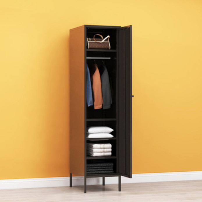 Metallic Finish Cabinet with Legs Contemporary Metal Wardrobe for Home 15"L x 20"W x 71"H Black Clearhalo 'Armoires & Wardrobes' 'armoires_wardrobes' 'Bedroom Furniture' 'furn' 'furn_armoires_wardrobes' 'Furniture' 5500265