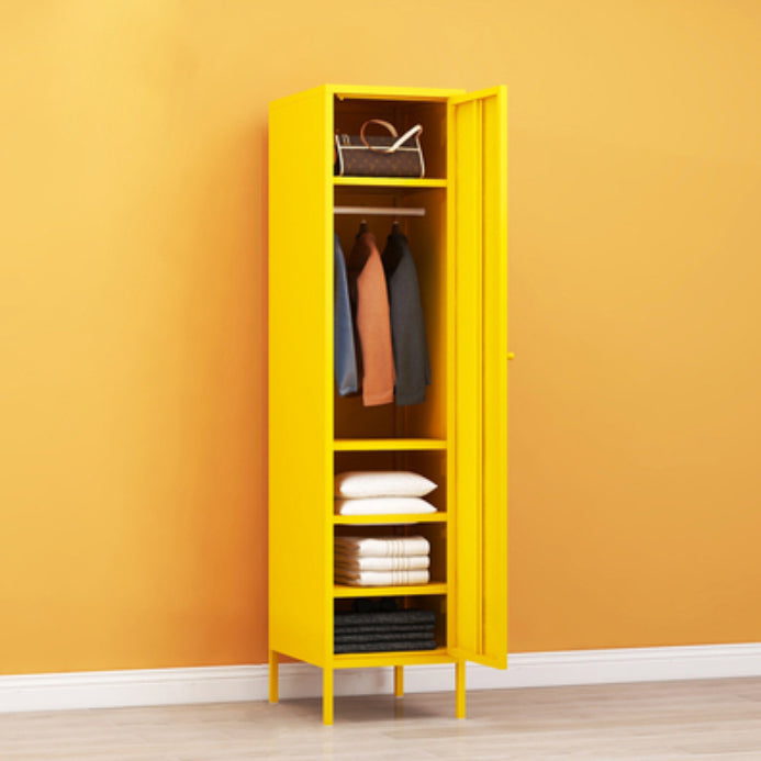 Metallic Finish Cabinet with Legs Contemporary Metal Wardrobe for Home 15"L x 20"W x 71"H Yellow Clearhalo 'Armoires & Wardrobes' 'armoires_wardrobes' 'Bedroom Furniture' 'furn' 'furn_armoires_wardrobes' 'Furniture' 5500267