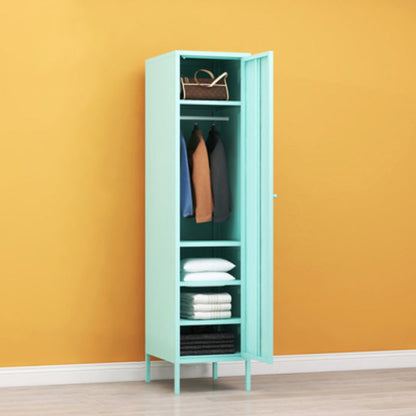 Metallic Finish Cabinet with Legs Contemporary Metal Wardrobe for Home 15"L x 20"W x 71"H Blue Clearhalo 'Armoires & Wardrobes' 'armoires_wardrobes' 'Bedroom Furniture' 'furn' 'furn_armoires_wardrobes' 'Furniture' 5500269