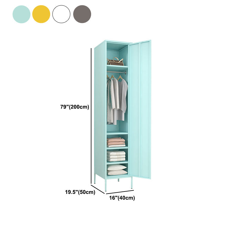Metallic Finish Cabinet with Legs Contemporary Metal Wardrobe for Home Clearhalo 'Armoires & Wardrobes' 'armoires_wardrobes' 'Bedroom Furniture' 'furn' 'furn_armoires_wardrobes' 'Furniture' 5500279