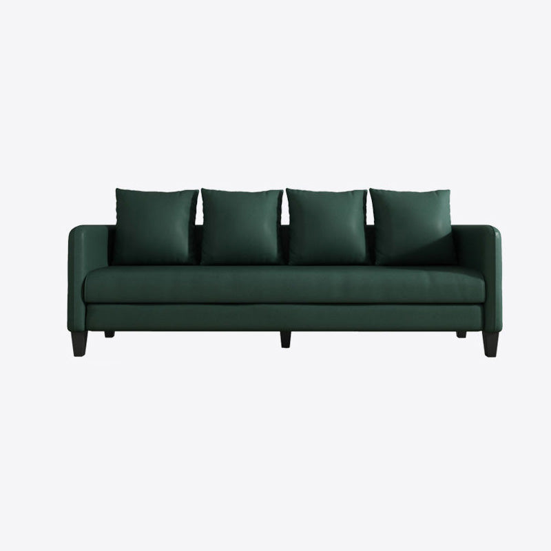 Faux Leather Sofa 78.74" W x 25.19" D x 23.22" H Square Arm Sofa for Living Room Blackish Green Clearhalo 'furn' 'furn_sofas' 'Furniture' 'Living Room Furniture' 'Sofa' 'sofas' 5500416
