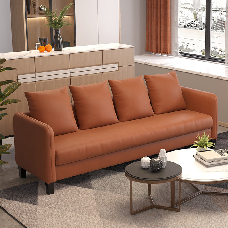 Faux Leather Sofa 78.74" W x 25.19" D x 23.22" H Square Arm Sofa for Living Room Clearhalo 'furn' 'furn_sofas' 'Furniture' 'Living Room Furniture' 'Sofa' 'sofas' 5500417