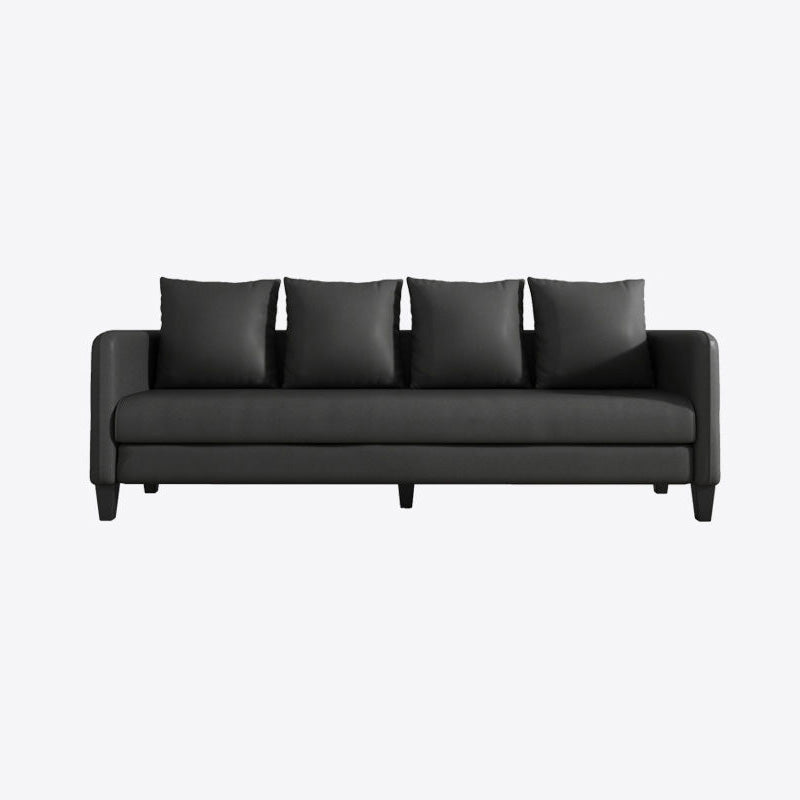 Faux Leather Sofa 78.74" W x 25.19" D x 23.22" H Square Arm Sofa for Living Room Dark Gray Clearhalo 'furn' 'furn_sofas' 'Furniture' 'Living Room Furniture' 'Sofa' 'sofas' 5500419