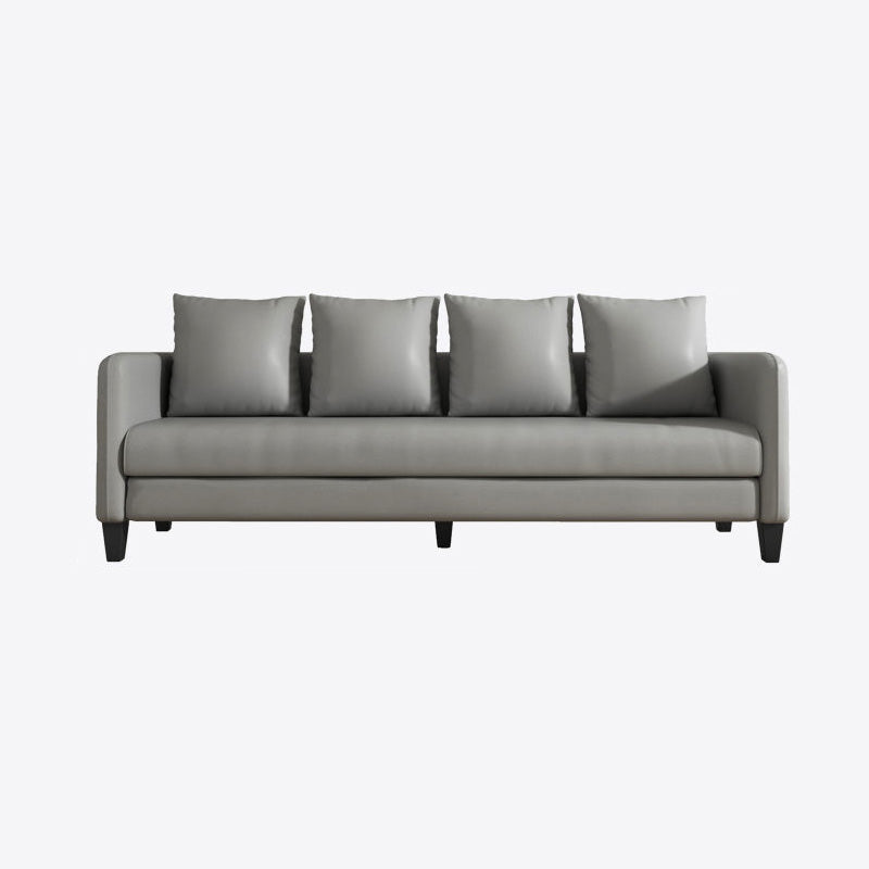 Faux Leather Sofa 78.74" W x 25.19" D x 23.22" H Square Arm Sofa for Living Room Light Gray Clearhalo 'furn' 'furn_sofas' 'Furniture' 'Living Room Furniture' 'Sofa' 'sofas' 5500421
