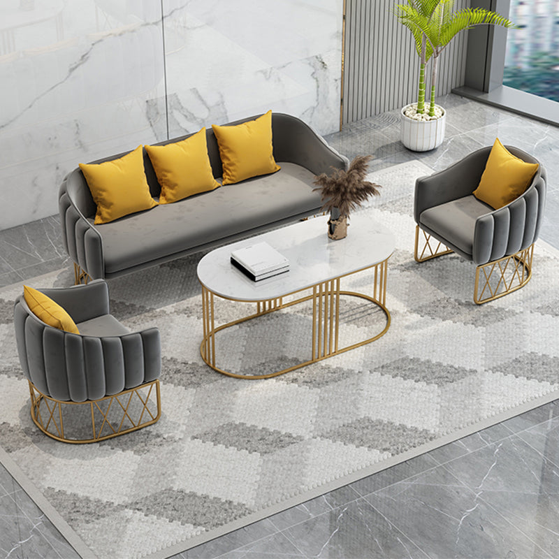 Strakke achterste fluwelen bank met kussens voor appartement 25,59 "breed