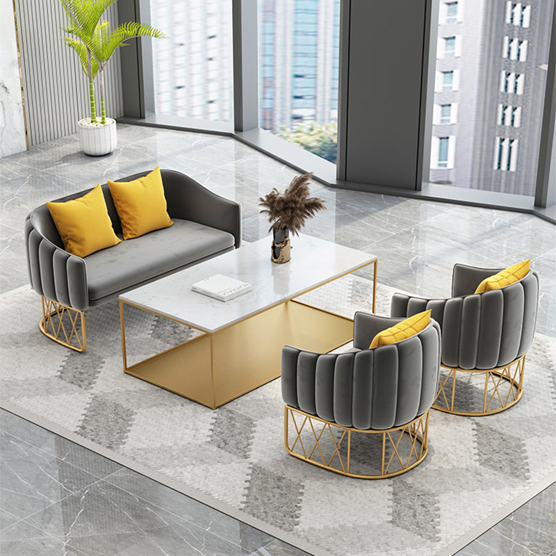 Strakke achterste fluwelen bank met kussens voor appartement 25,59 "breed