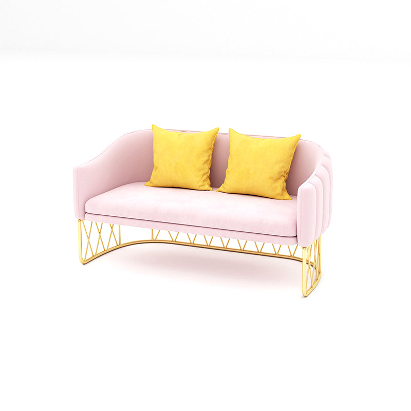 Strakke achterste fluwelen bank met kussens voor appartement 25,59 "breed