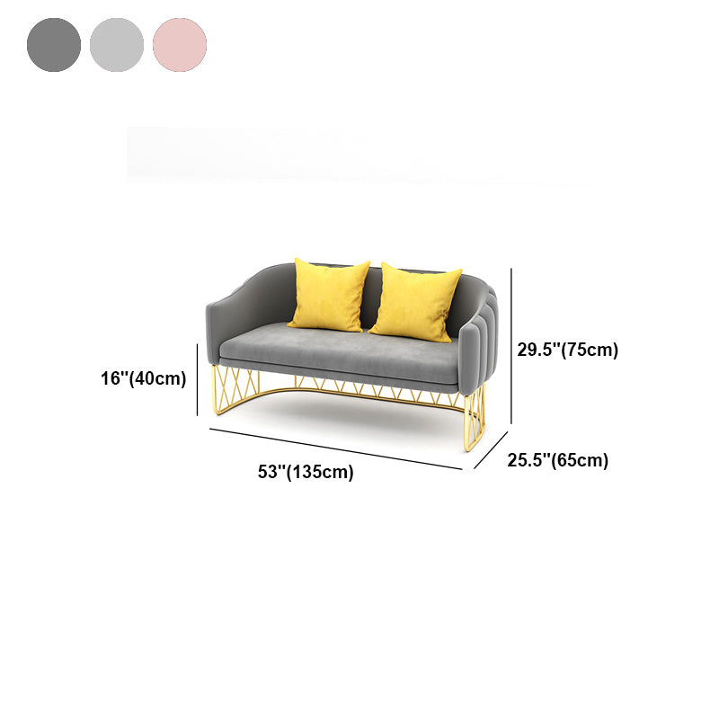 Strakke achterste fluwelen bank met kussens voor appartement 25,59 "breed