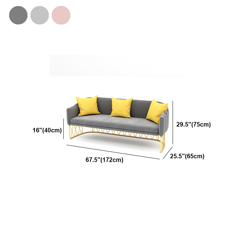 Strakke achterste fluwelen bank met kussens voor appartement 25,59 "breed