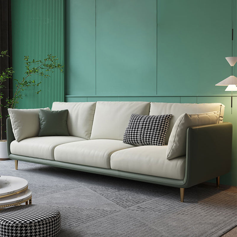 Contemporary Standard Sofa Set Square Arm Faux Leather Settee Couch 84.5"L x 33.5"W x 33.5"H Spring&Foam Clearhalo 'furn' 'furn_sofas' 'Furniture' 'Living Room Furniture' 'Sofa' 'sofas' 5500553