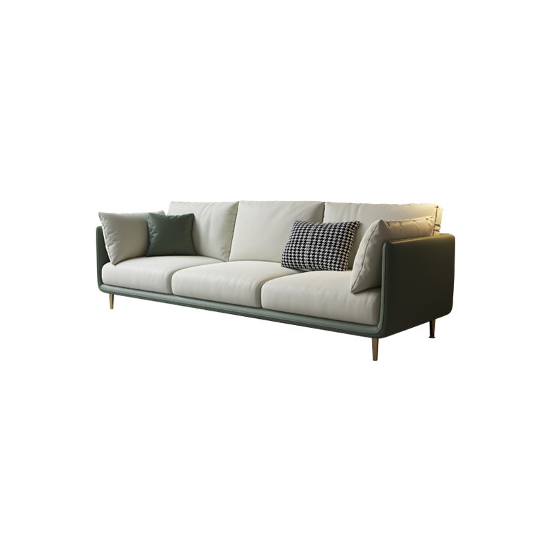 Contemporary Standard Sofa Set Square Arm Faux Leather Settee Couch 84.5"L x 33.5"W x 33.5"H Spring&Latex Clearhalo 'furn' 'furn_sofas' 'Furniture' 'Living Room Furniture' 'Sofa' 'sofas' 5500555