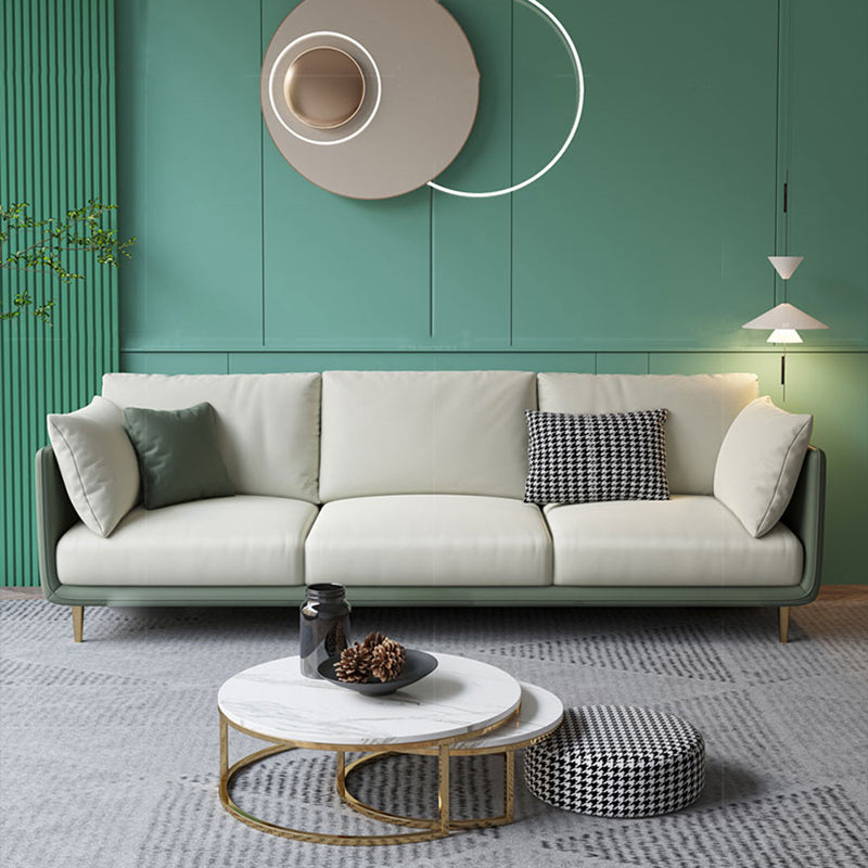 Contemporary Standard Sofa Set Square Arm Faux Leather Settee Couch Clearhalo 'furn' 'furn_sofas' 'Furniture' 'Living Room Furniture' 'Sofa' 'sofas' 5500556