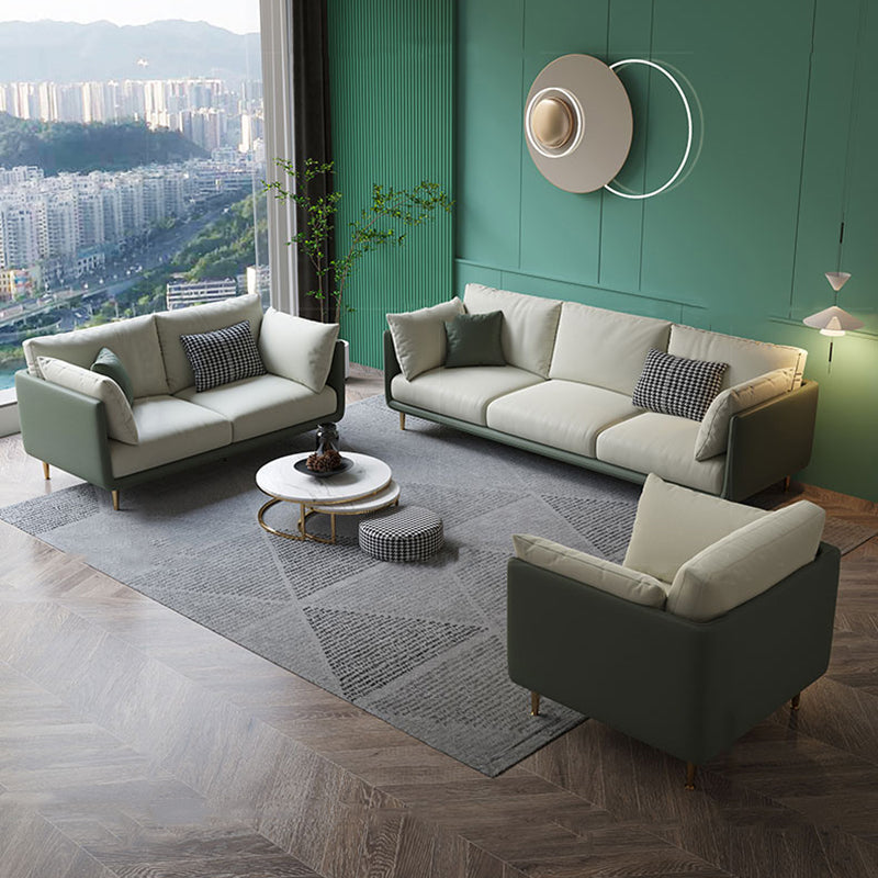 Contemporary Standard Sofa Set Square Arm Faux Leather Settee Couch Clearhalo 'furn' 'furn_sofas' 'Furniture' 'Living Room Furniture' 'Sofa' 'sofas' 5500558