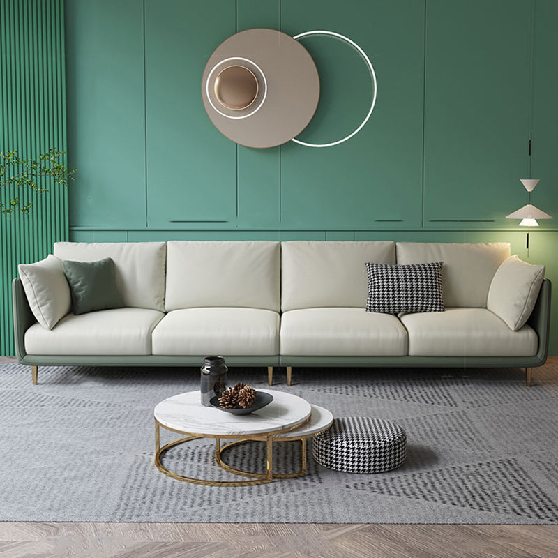 Contemporary Standard Sofa Set Square Arm Faux Leather Settee Couch 110"L x 33"W x 33"H Spring&Foam Clearhalo 'furn' 'furn_sofas' 'Furniture' 'Living Room Furniture' 'Sofa' 'sofas' 5500559