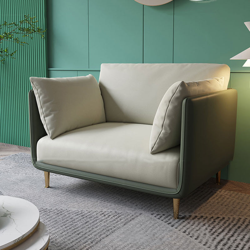 Contemporary Standard Sofa Set Square Arm Faux Leather Settee Couch 39"L x 33.5"W x 33.5"H Spring&Foam Clearhalo 'furn' 'furn_sofas' 'Furniture' 'Living Room Furniture' 'Sofa' 'sofas' 5500566