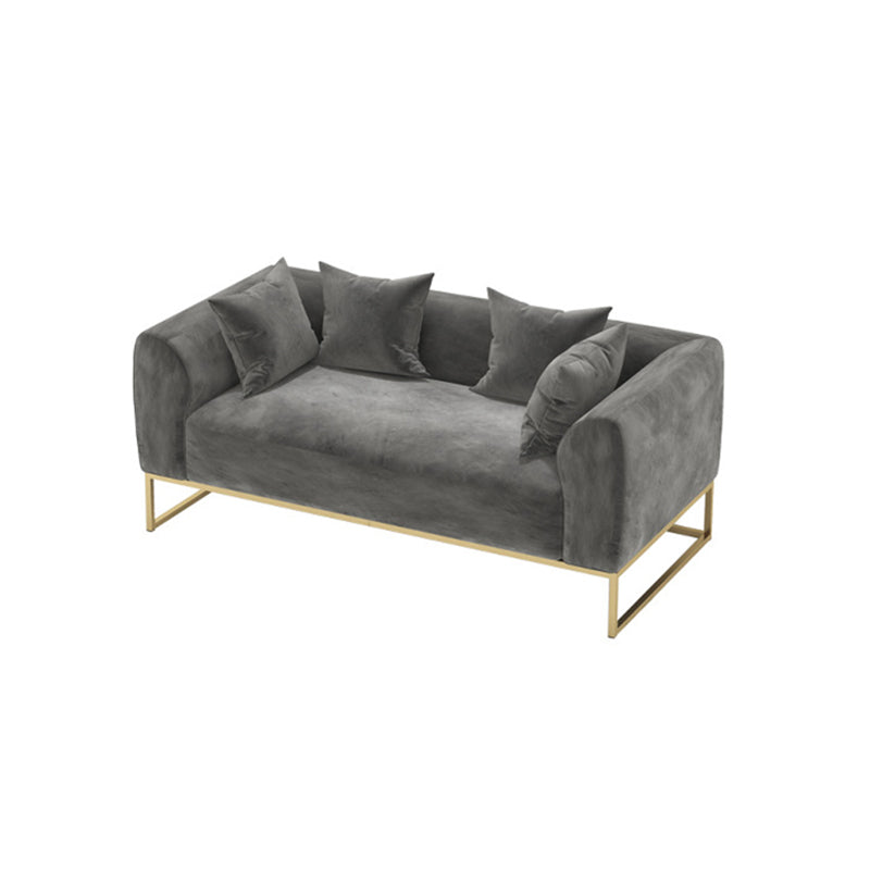 Divano a cornice dorata con cuscino posteriore e braccio di smoking per l'appartamento