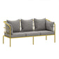 Golden Frame Pillow Back Sofa with Pillow Top Arm for Apartment