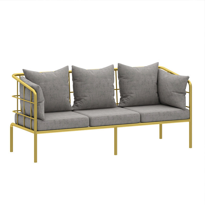 Golden Frame Pillow Back Sofa with Pillow Top Arm for Apartment