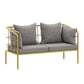Golden Frame Pillow Back Sofa with Pillow Top Arm for Apartment