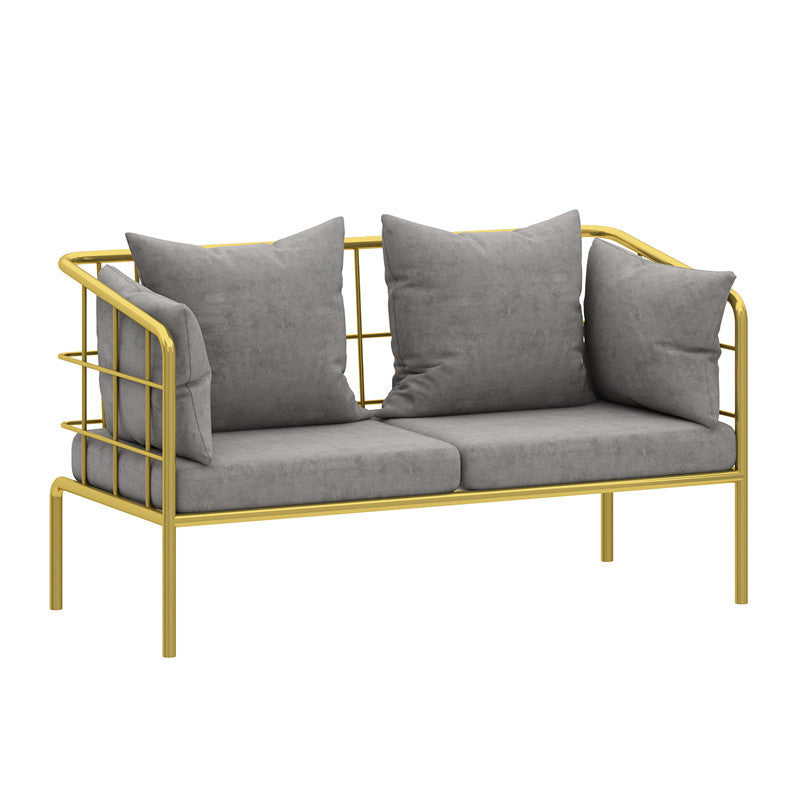 Golden Frame Pillow Back Sofa with Pillow Top Arm for Apartment
