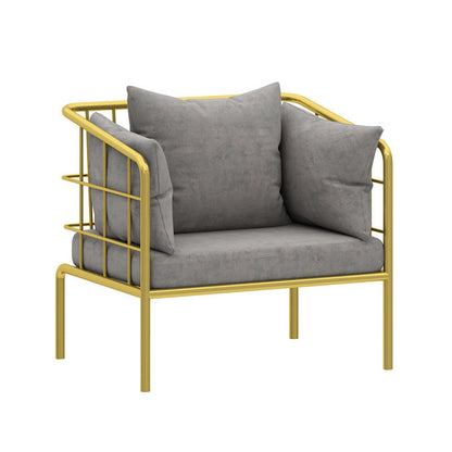 Golden Frame Pillow Back Sofa with Pillow Top Arm for Apartment