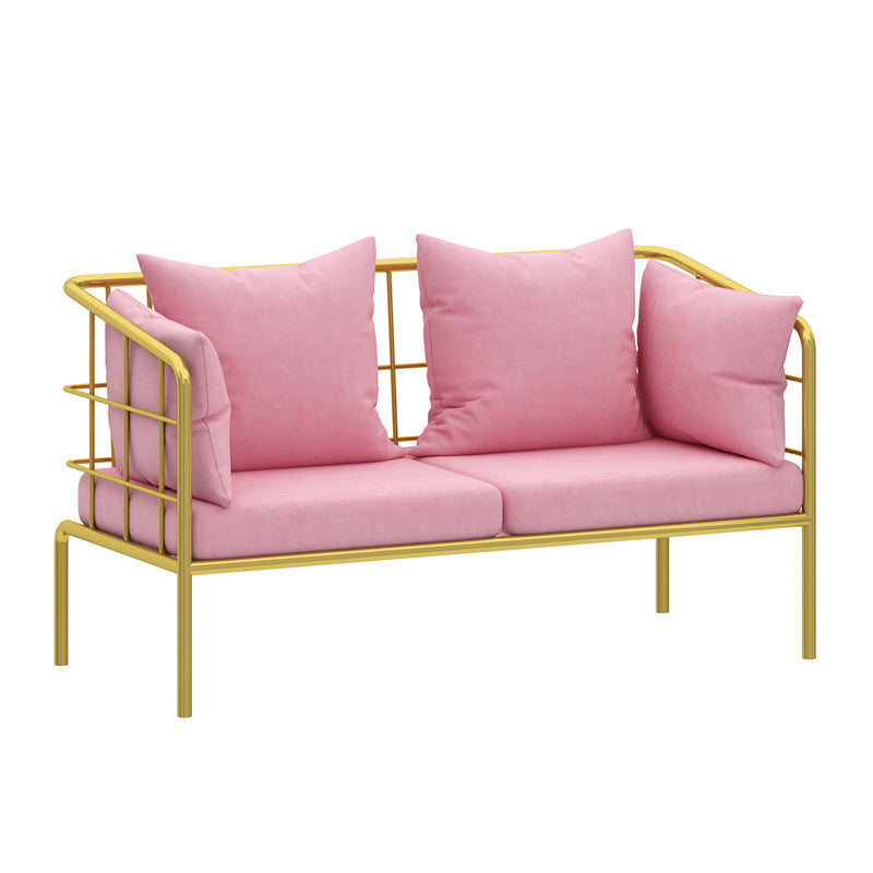 Golden Frame Pillow Back Sofa with Pillow Top Arm for Apartment
