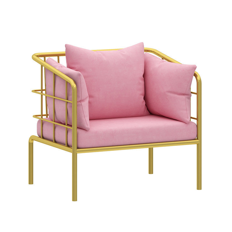 Golden Frame Pillow Back Sofa with Pillow Top Arm for Apartment