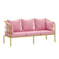 Golden Frame Pillow Back Sofa with Pillow Top Arm for Apartment