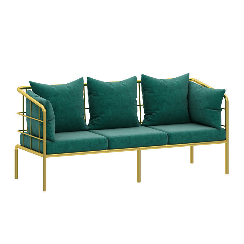 Golden Frame Pillow Back Sofa with Pillow Top Arm for Apartment