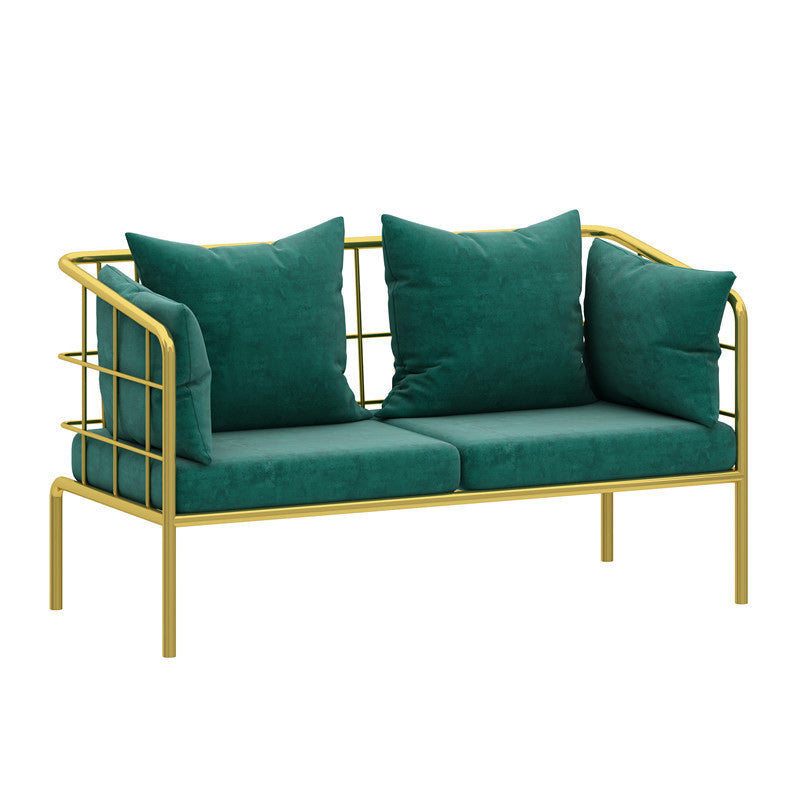 Golden Frame Pillow Back Sofa with Pillow Top Arm for Apartment