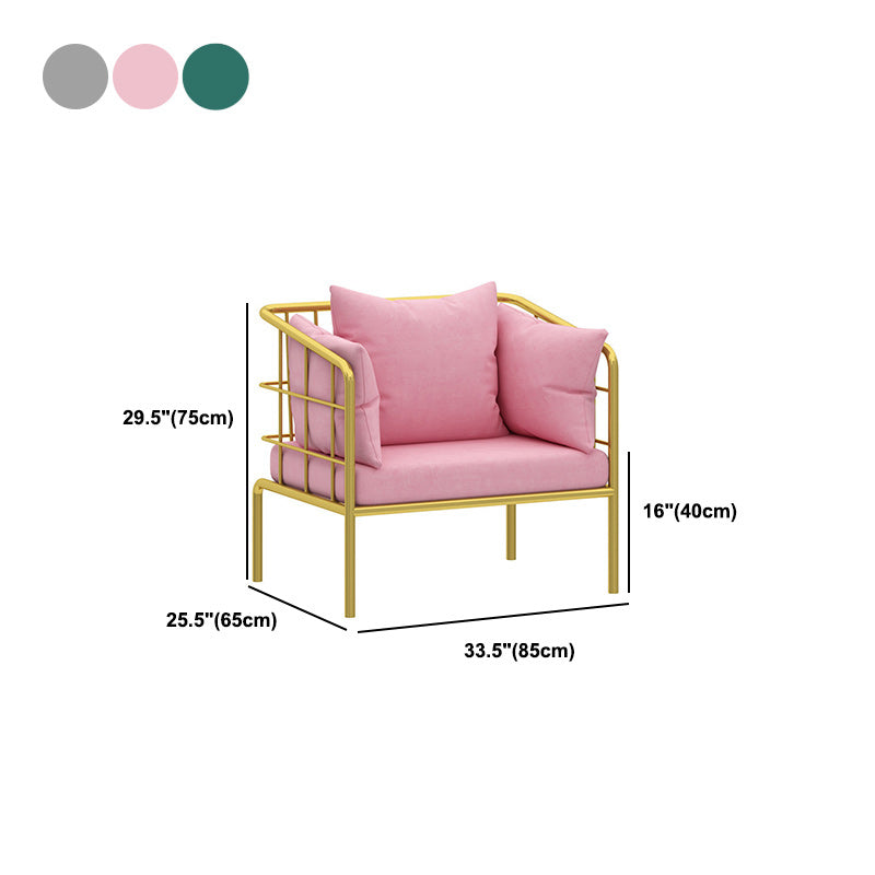 Golden Frame Pillow Back Sofa with Pillow Top Arm for Apartment