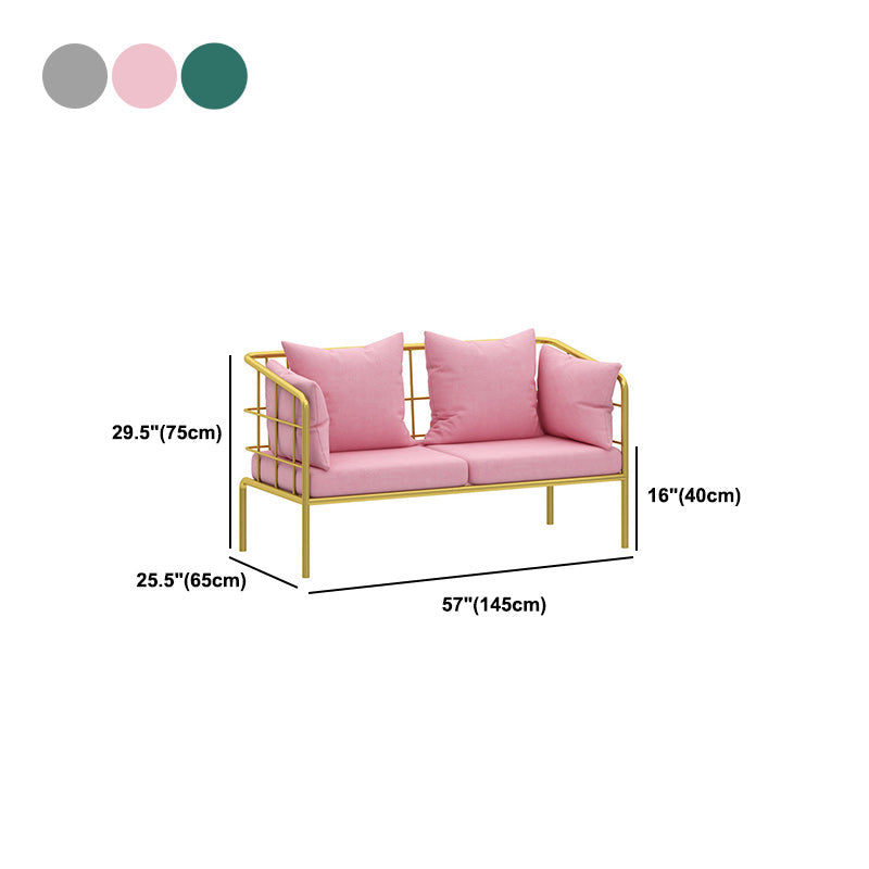 Golden Frame Pillow Back Sofa with Pillow Top Arm for Apartment