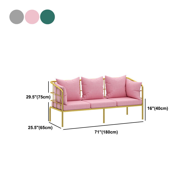 Golden Frame Pillow Back Sofa with Pillow Top Arm for Apartment