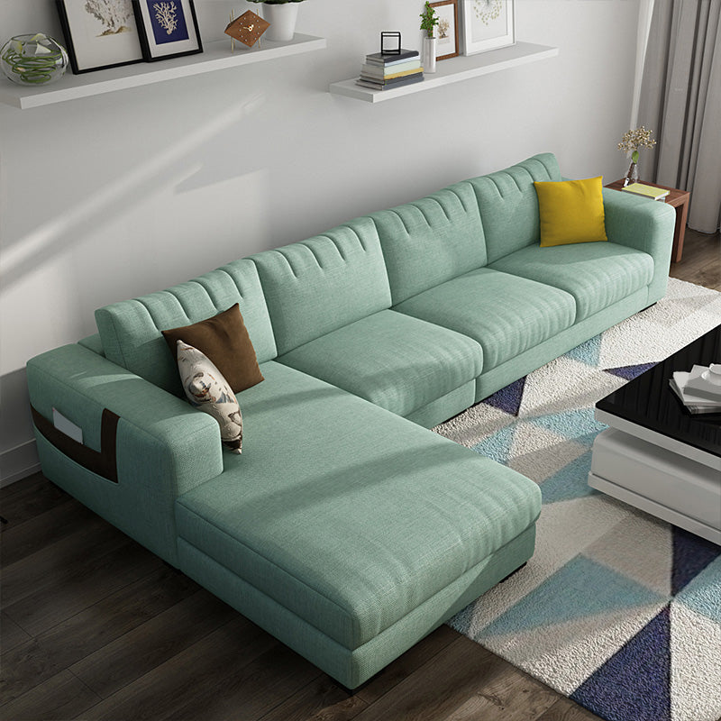 Sofá estacionaria moderna de algodón 4 asientos Sofá y chaise