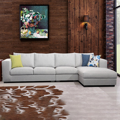 Sofá estacionaria moderna de algodón 4 asientos Sofá y chaise