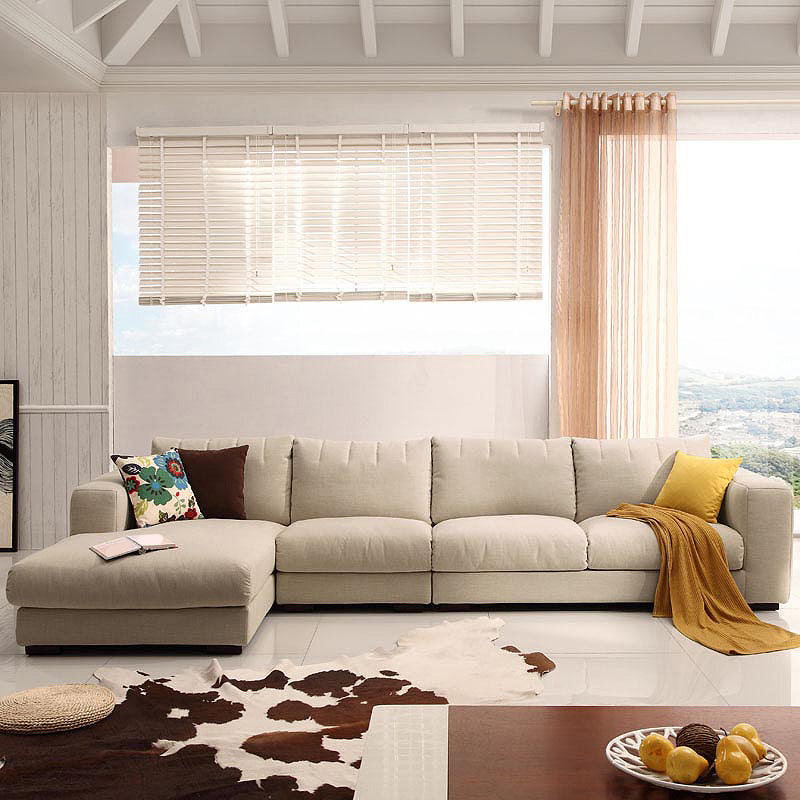 Sofá estacionaria moderna de algodón 4 asientos Sofá y chaise