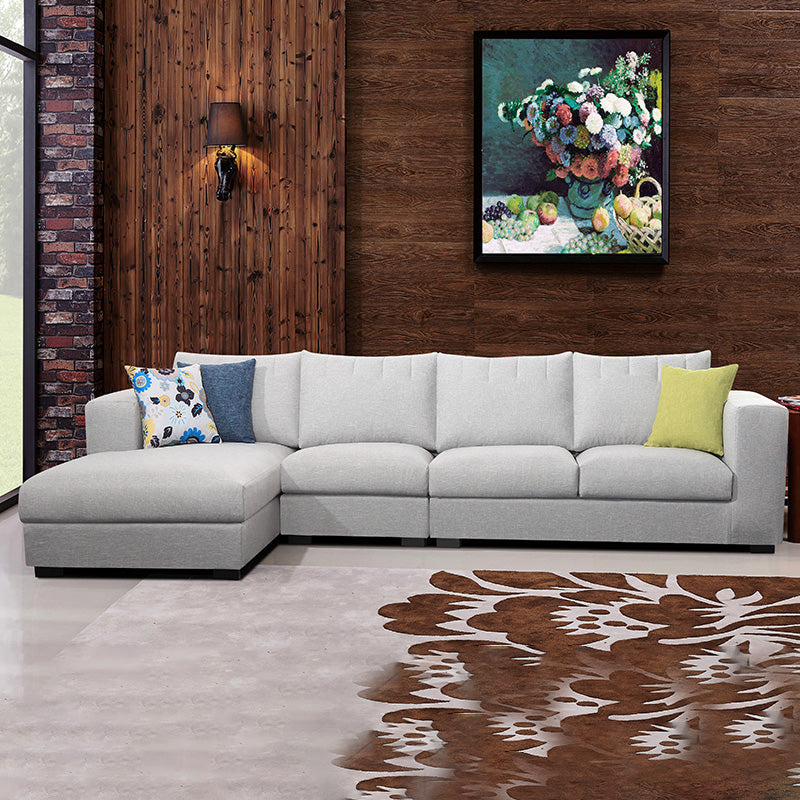 Sofá estacionaria moderna de algodón 4 asientos Sofá y chaise